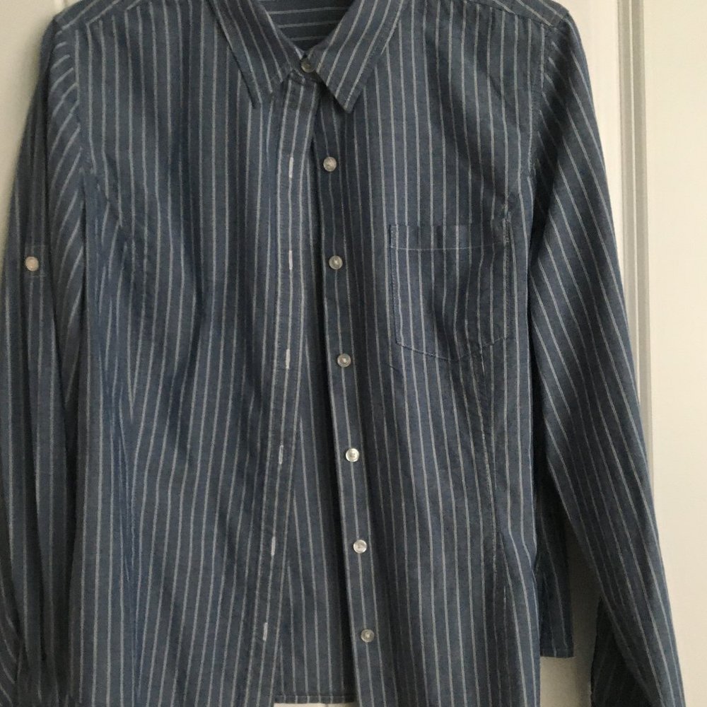 Jones New York Sport Blue/White Stripe Shirt